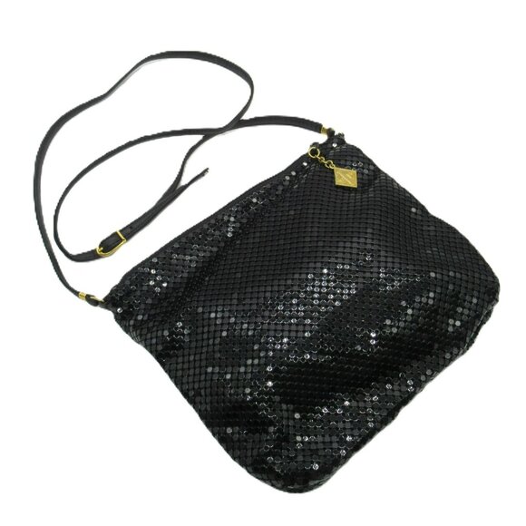 Vintage Whiting & Davis Black Sequin Mesh Crossbody Shoulder Bag With Gold-Tone - Picture 2 of 11